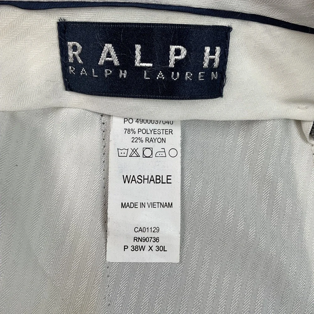 Ralph Lauren Dress Pants‎ Mens 38x30 Grey Pleated Plaid Cuffed Trousers